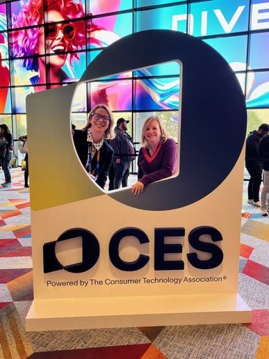 MODERN's Anne Moratto (left) and SALON TODAY's Stacey Soble at Consumer Electronics Show 2025.