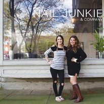 That’s me (on the right) with salon owner and nail artist Dana Cecil. This building had many...
