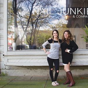 That’s me (on the right) with salon owner and nail artist Dana Cecil. This building had many...