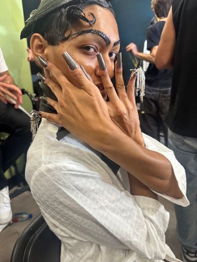 Woman with long nails