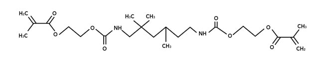 Urethane dimethacrylate (UDMA) is a common molecule used in the nail industry for gels. When this molecule is combined with itself (polymerization reaction), heat is generated.