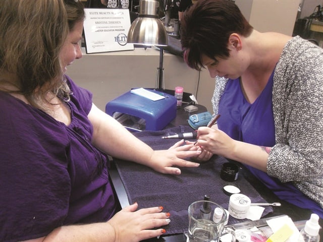 Kristine Thiessen makes it a point to explain to her clients why a thin gel application is best.