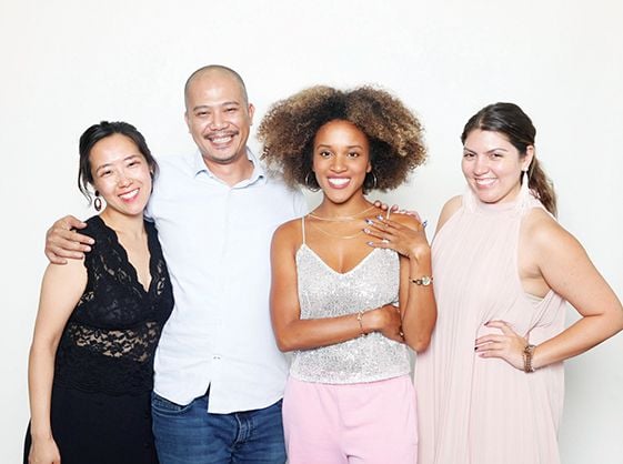 From left: NAILS art director Yuiko Sugino,
cover tech Vu Nguyen, model Talia Wray, and NAILS...