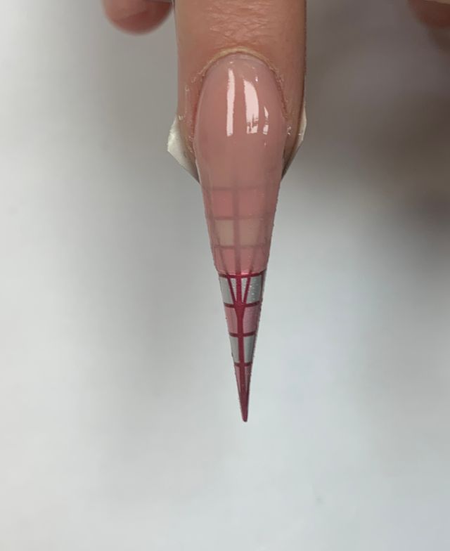 Step 11: Apply the second bead of cover pink on the nail plate.