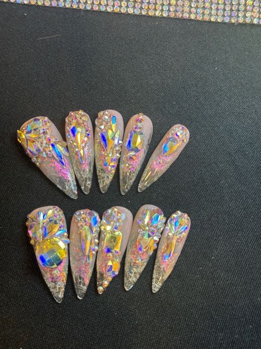 Icicle Bling: Custom designed Gel-X nails for Taraji P. Henson - Courtesy of Temeka Jackson @customtnails1