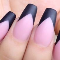 Reverse Technique — Black French Tip Acrylic Application