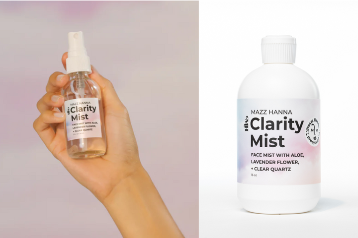 Mazz Hanna Clarity Mist in retail size (left) and backbar size (right)