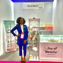 Joy Johnson and her Joy of Beauty booth display at Beauty World in Dubai - photo courtesy of Joy Johnson