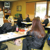 Color My Nails School of Nail Technology brings in guest speakers, such as this woman who is...
