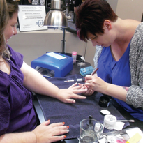Kristine Thiessen makes it a point to explain to her clients why a thin gel application is best.