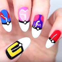Pokemon Go Poke Ball French Tip Nails