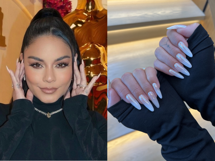 Oscars red carpet host, Vanessa Hudgens showed off the Glazed Ombre nail look created by nail...